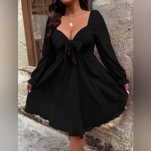 Sweetheart Neck Knot Front Flounce Sleeve Dress Size 0XL